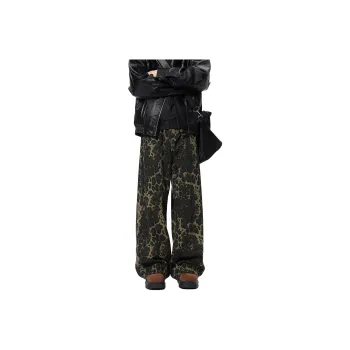 QOTRIOCK Jeans Men's Leopard Print