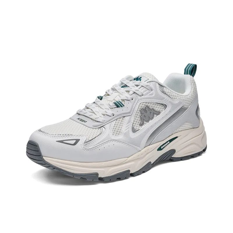 Kappa Anti-Slip Wear-Resistant Low-Top Chunky Sneakers Unisex White Gray-2