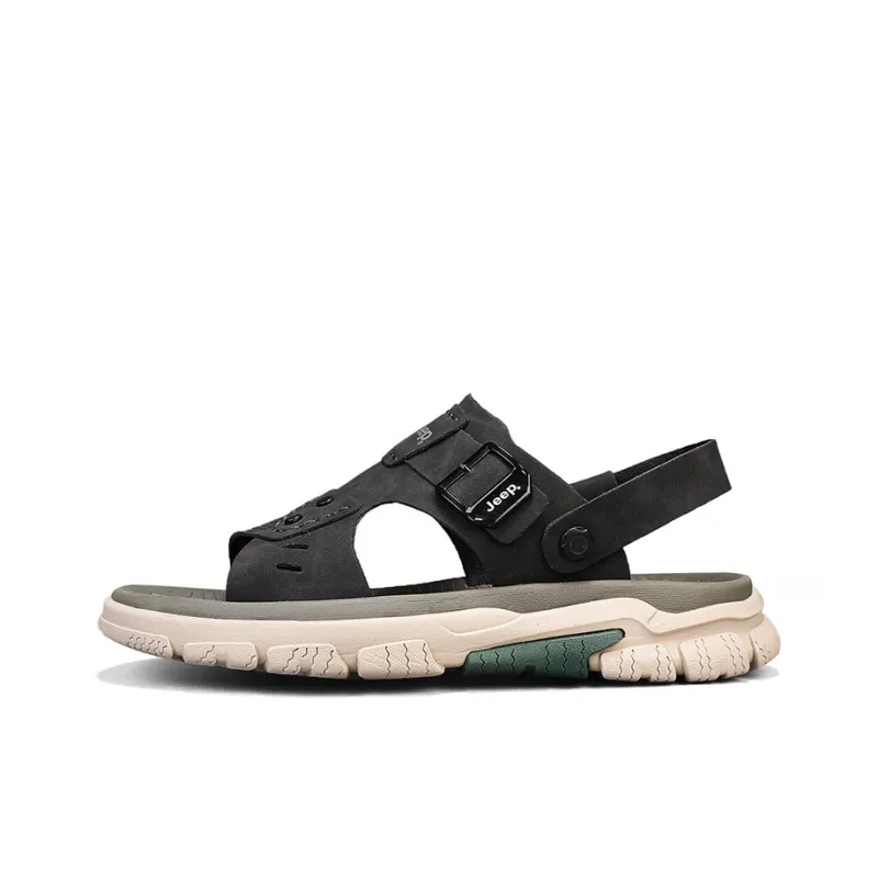 Jeep Beach Sandals Men Dark Brown/Light Gray-0