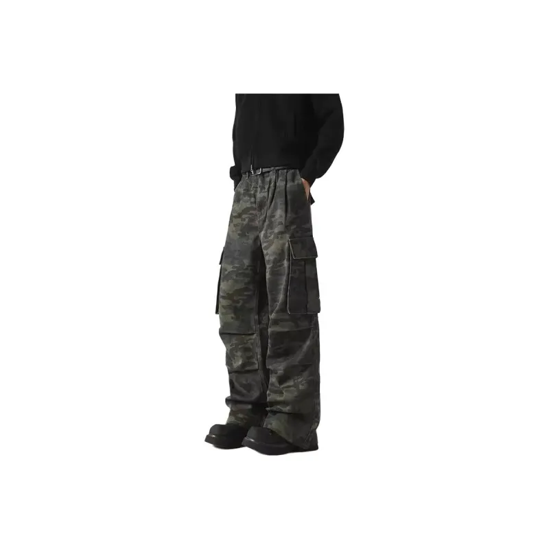 WELTER EXPERIMENT Jeans Unisex Classic Green Camouflage-0