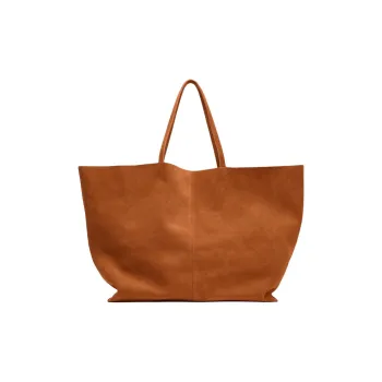 ZARA Cow Leather Tote Bag, Shopping Bag, Handbag Tubas Women's Orange
