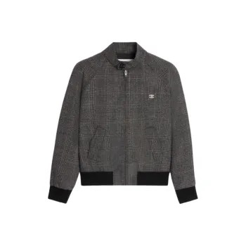CELINE Triomphe Blouson Jacket In Prince Of Wales Wool