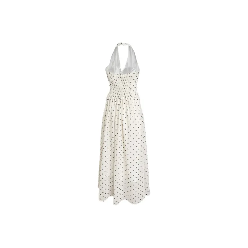 Yvetteclassic Sleeveless Dress Women's White Polka Dot-1