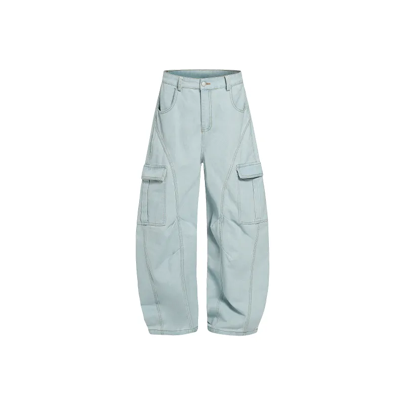 Xmithie Curved Knife Jeans Unisex Light Blue-0