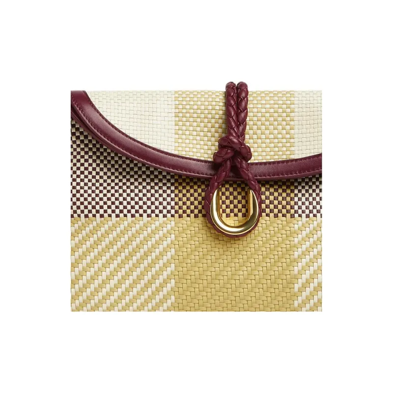 Bottega Veneta Sheepskin Shoulder Bag Women's Sea Salt Color & Burgundy-5