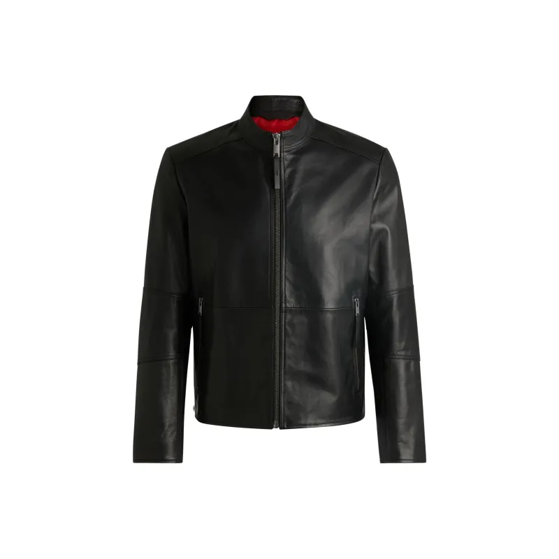 HUGO BOSS Leather Jacket Men's Black-0