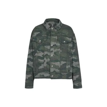 BALMAIN Camouflage Monogram Western Denim Jacket