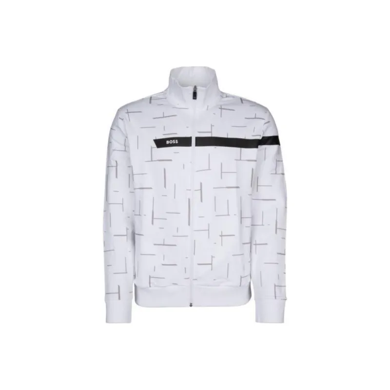 HUGO BOSS Graphic Logo Striped Zip-Up Sweatshirt-0