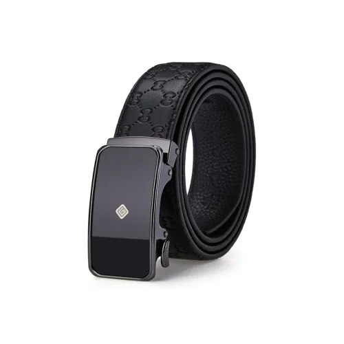 GUSKI Top Grain Cow Leather Belt, Luxury Belt Men's Gunmetal, Gold, Silver Width 3.5cm Gift Box Set