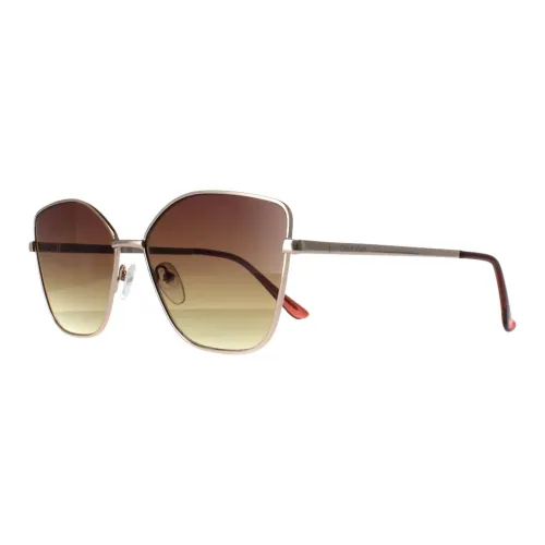 CALVIN KLEIN Metal Irregular Shape Sunglasses Women's Gold