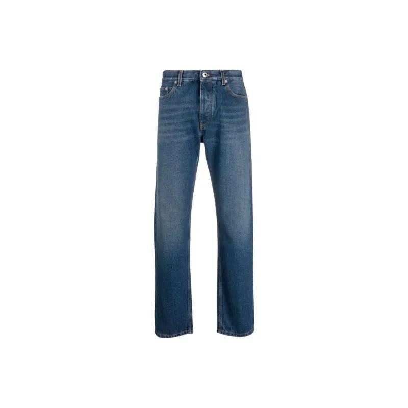 OFF WHITE Logo Patch Straight Leg Jeans-0
