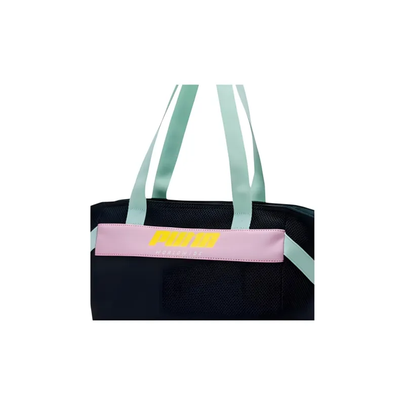 PUMA Prime Polyester Tote Bag, Shopping Bag, Shoulder Bag Women's Black & Yellow Pine & Light Water-3