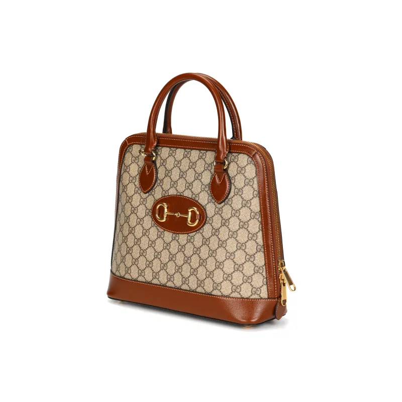GUCCI Canvas With Leather Dome Bag, Handbag, Shoulder Bag, Crossbody Bag Medium Size Women's Beige Brown & Brown-1