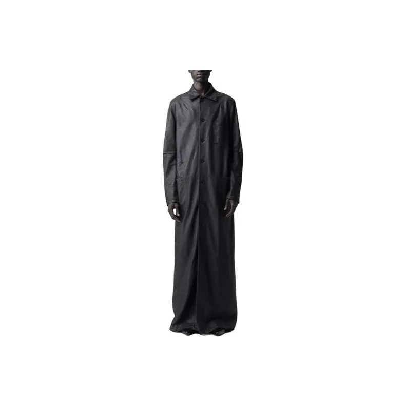 Ann Demeulemeester Peet X-Long Deconstructed Coat Leather Jacket Men's Black-0