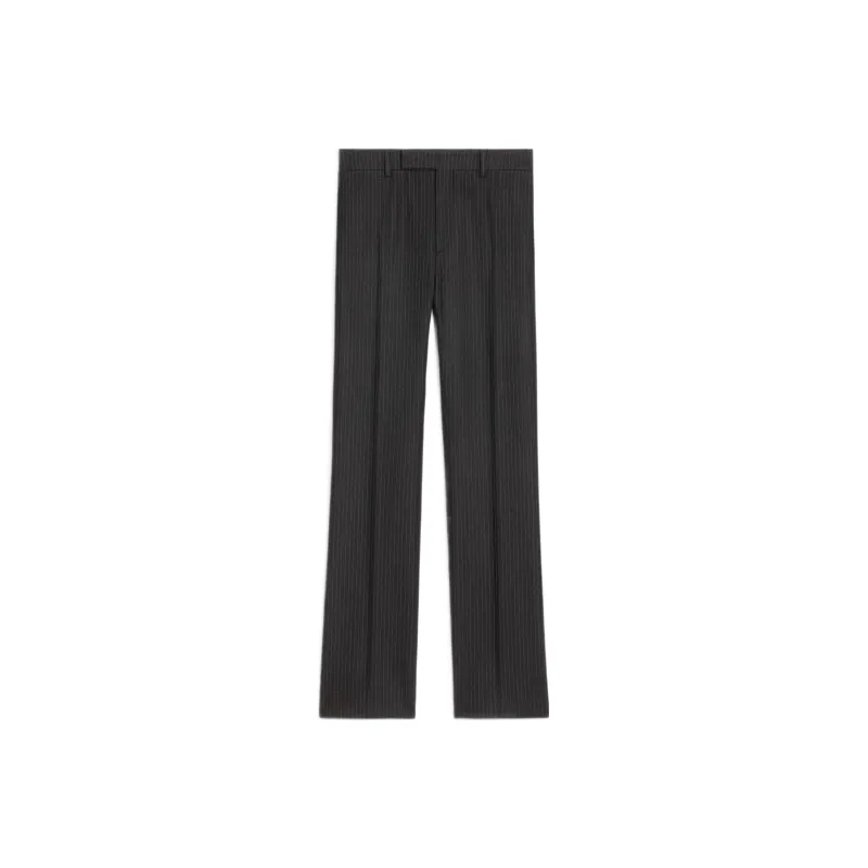 CELINE Flared Cropped Pants In Striped Flannel-0