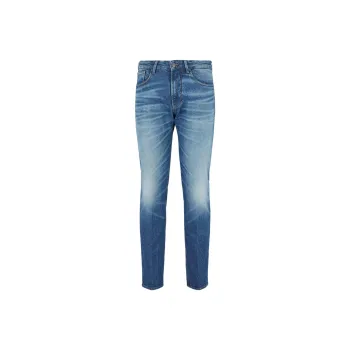 EMPORIO ARMANI J06 Slim fit 12.2 oz Stone washed Denim Jeans With Veining