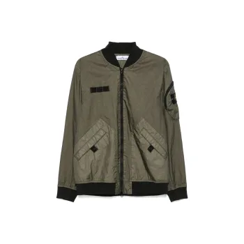 STONE ISLAND Logo Patch Zip Up Bomber Jacket