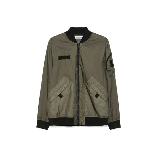 STONE ISLAND Logo Patch Zip Up Bomber Jacket