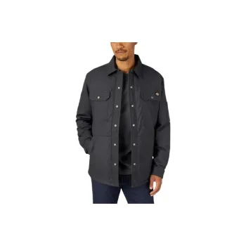 Dickies Water Repellent Fleece-Lined Duck Shirt Jacket Jackets Coats Men's Black