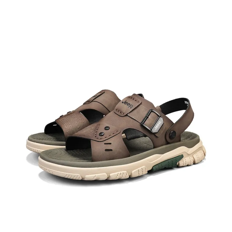 Jeep Beach Sandals Men Dark Brown/Light Gray-8
