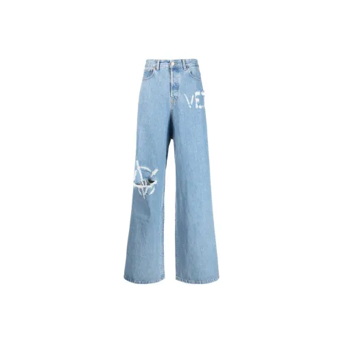 Vetements Logo Destroyed Baggy Jeans