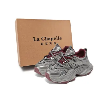 La Chapelle Urban Chic Girlish Fashion Height Increasing Cushioning Wear Resistant Low Top Chunky Sneakers Women's Red