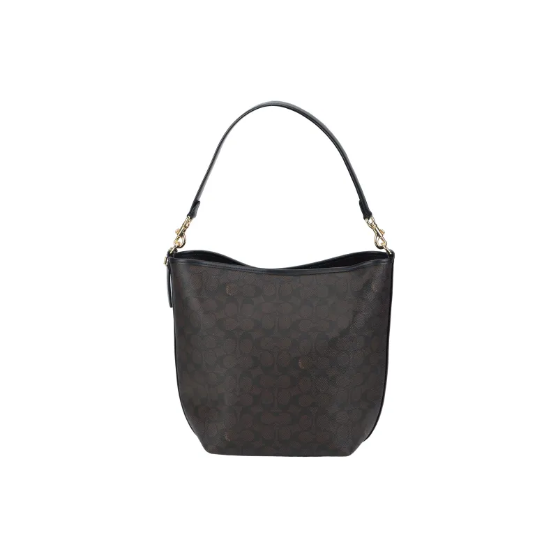 COACH City Canvas With Leather Handbag Large Size Women's Black-2