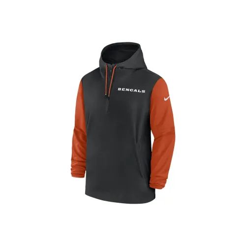 Nike Cincinnati Bengals Sideline Pre Game Player Men's Nike Nfl 1/2 Zip Hooded Jacket