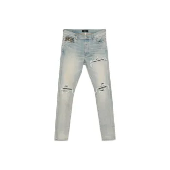 AMIRI Leopard Detailed Distressed Jeans