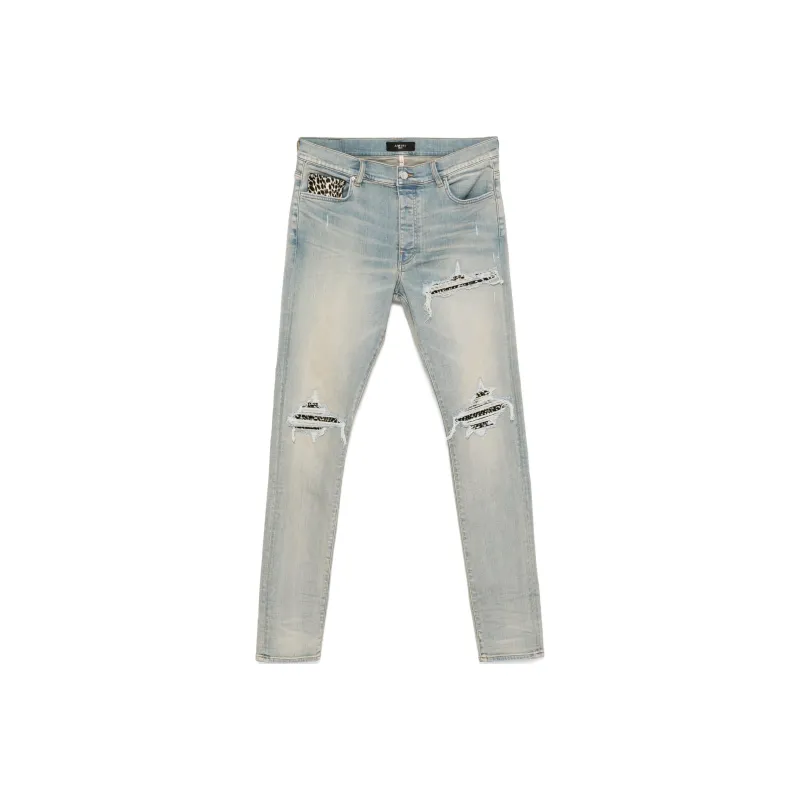 AMIRI Leopard Detailed Distressed Jeans-0