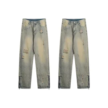 MEIPIN TANG Jeans Unisex Yellow Mud Denim