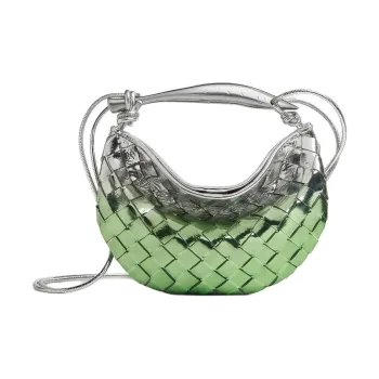 Bottega Veneta SARDINE Goatskin One Shoulder Handbag Women's Mint Green & Silver