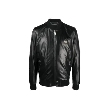 PHILIPP PLEIN Skull Leather Bomber Jacket