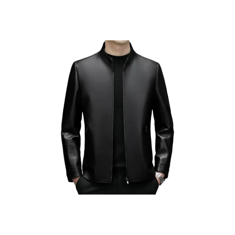 PIERRE CARDIN Leather Jacket Men's Black-0