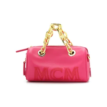 MCM Cow Leather Boston Bag, Pillow Bag, Shoulder Bag, Crossbody Bag, Handbag Mini Women's Purple