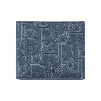 DIOR Cow Leather Wallet Men's Marine Blue