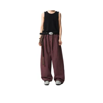 SONGXIER Jeans Unisex Burgundy