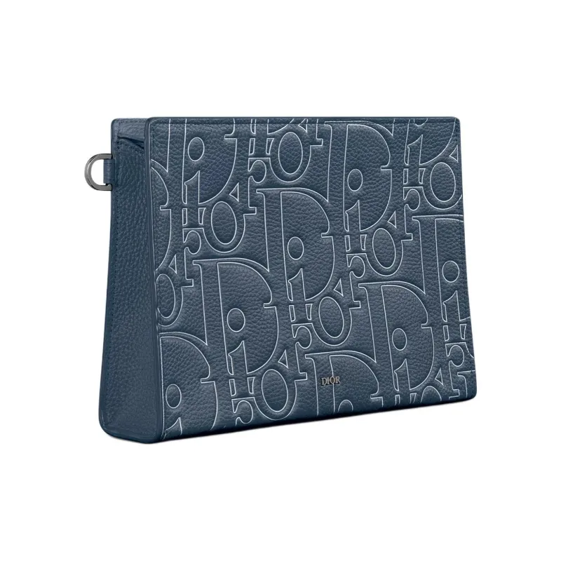 DIOR Cow Leather Clutch Women's Marine Blue-1