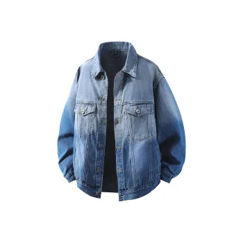 PIERRE CARDIN Denim Jacket Men's Gradient Blue Sky And White Clouds