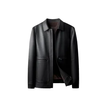 PIERRE CARDIN Leather Jacket Men's Black