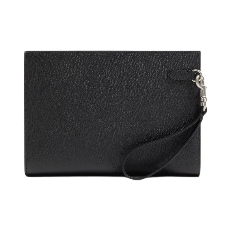 Valentino VLogo Signature Grain Calfskin Clutch Women's Black-3
