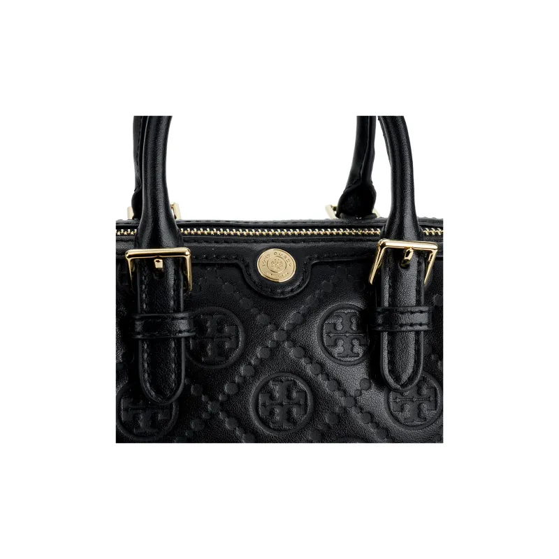 TORY BURCH Leather Barrel Bag Shoulder Bag Crossbody Bag Handbag Women's Black-4