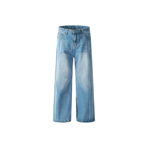 Beschichtete Jeans mit geradem Blue