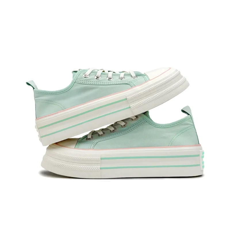 Mengsai Anti Slip Wear Resistant Low Top Canvas Shoes Women's Mambo Green-2