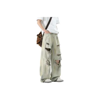 HCHUICHENG Jeans Unisex Yellow Mud