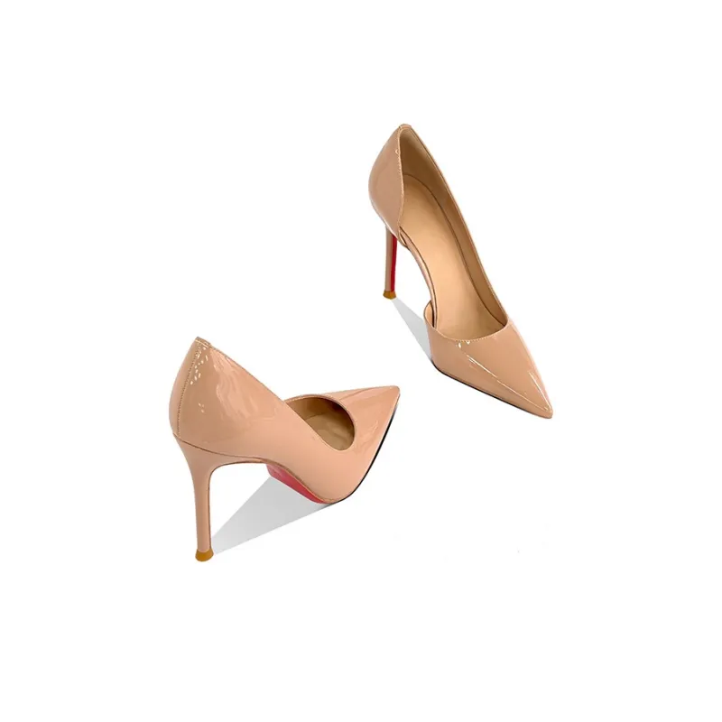Lan Miao Gift Box Set Slim Heel High Heels 8CM Women's Nude-2