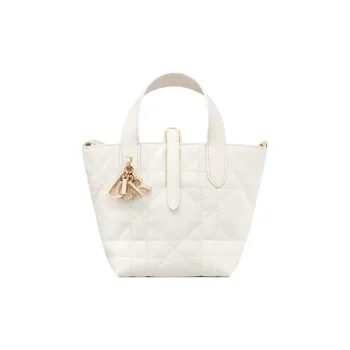 DIOR Toujours Calfskin Tote Bag, Shopping Bag, Shoulder Bag, Handbag Women's White