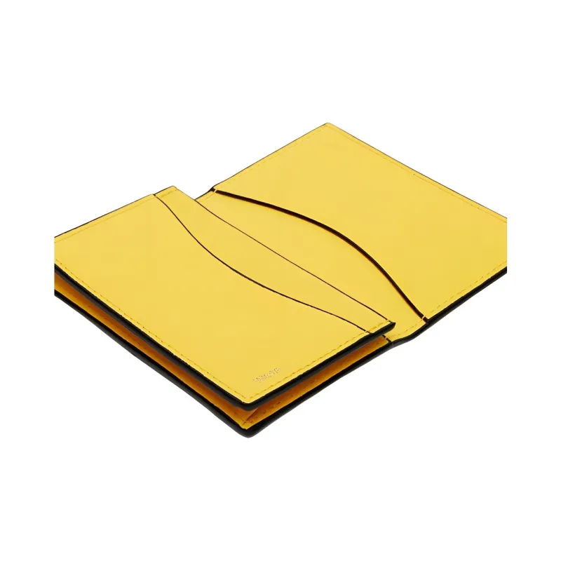 Valextra Pocket Calfskin Card Holder Unisex Bright Yellow-2