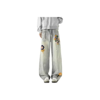 Lulifama Jeans Unisex Floral Blue