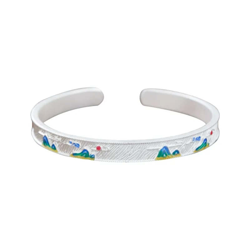 YINZHIXING 999 Fine Silver Bangles Unisex-0